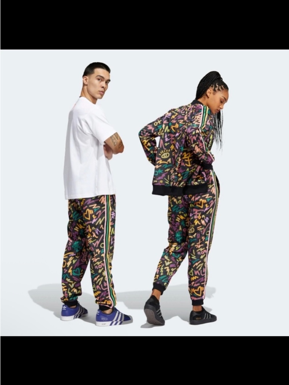 NWT Adidas Originals Kris Andrews Love Unites Track Pants colorful‎ Sz Unisex XL